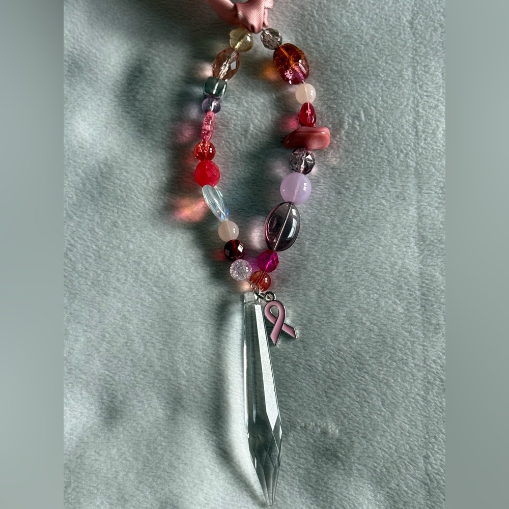 She’s got the Victory! Pink Beaded Suncatcher Handmade